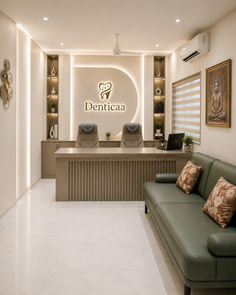 Denticaa Reception Desk & Waiting Lounge Area